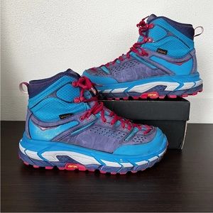 Hoka One One Hiking Boots Tor Ultra Hi WP Mountain Trail Shoes Blue Women's US 8